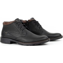 Buty zimowe męskie czarne Polbut wiązane jesienne eleganckie  - zdjęcie produktu