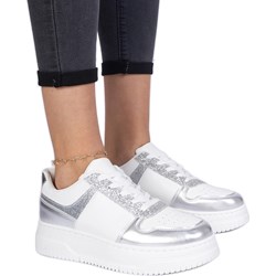 Buty sportowe damskie sneakersy z tworzywa sztucznego na wiosnę sznurowane płaskie  - zdjęcie produktu