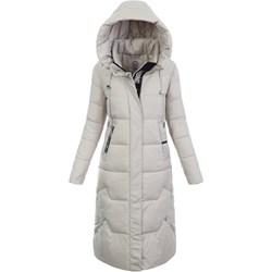 Kurtka damska szara długa z kapturem  - zdjęcie produktu