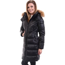 Kurtka damska długa czarna casualowa z kapturem  - zdjęcie produktu