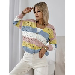 Sweter damski wielokolorowy z okrągłym dekoltem  - zdjęcie produktu