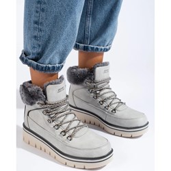 Workery damskie Shelovet szare wiązane casual na platformie  - zdjęcie produktu