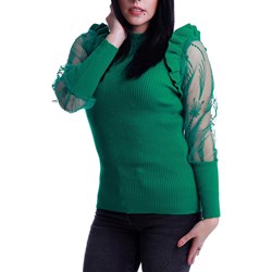 Sweter damski z okrągłym dekoltem koronkowy  - zdjęcie produktu