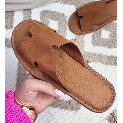 Kapcie damskie ze skóry casual na zimę  - zdjęcie produktu