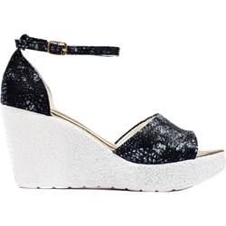 Sandały damskie Shelovet eleganckie czarne z klamrą letnie  - zdjęcie produktu