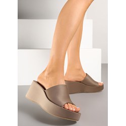 Klapki damskie Renee na platformie beżowe bez zapięcia letnie casual  - zdjęcie produktu