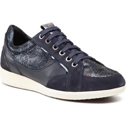 Buty sportowe damskie Geox sneakersy granatowe płaskie sznurowane  - zdjęcie produktu