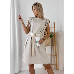 Sukienka z krótkimi rękawami wiosenna z okrągłym dekoltem mini  - zdjęcie produktu