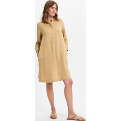 Sukienka Franco Callegari beżowa z kołnierzykiem mini z lnu koszulowa  - zdjęcie produktu