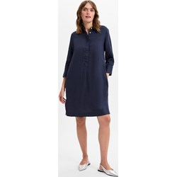 Sukienka Franco Callegari niebieska z kołnierzykiem z długimi rękawami na jesień koszulowa  - zdjęcie produktu