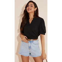 Bluzka damska Jacinshop czarna z krótkim rękawem  - zdjęcie produktu