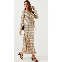 Jacinshop sukienka w serek maxi elegancka z długim rękawem  - zdjęcie produktu