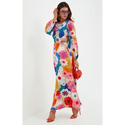 Sukienka Jacinshop boho na spacer z długim rękawem z dekoltem v maxi  - zdjęcie produktu