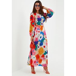 Sukienka Jacinshop boho na spacer z długim rękawem z dekoltem v maxi  - zdjęcie produktu