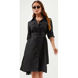 Sukienka Jacinshop z długim rękawem elegancka koszulowa z kołnierzykiem mini  - zdjęcie produktu