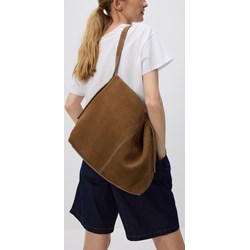 Shopper bag Reserved skórzana mieszcząca a8 matowa na ramię  - zdjęcie produktu