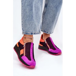 Buty sportowe damskie Maciejka sneakersy fioletowe skórzane bez zapięcia  - zdjęcie produktu