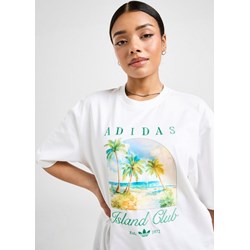 Bluzka damska Adidas z krótkimi rękawami z okrągłym dekoltem biała z nadrukami  - zdjęcie produktu