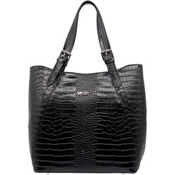 Shopper bag lakierowana czarna na ramię  - zdjęcie produktu