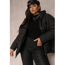 Kurtka damska czarna Renee z tkaniny z kapturem krótka  - zdjęcie produktu