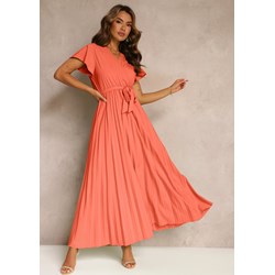 Sukienka Renee elegancka maxi z krótkim rękawem z dekoltem w serek  - zdjęcie produktu