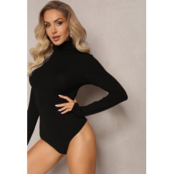 Bluzka damska czarna Renee z długim rękawem bawełniana z golfem casual  - zdjęcie produktu