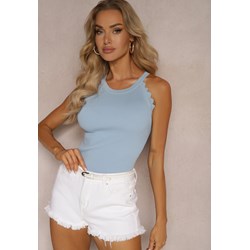 Bluzka damska Renee niebieska na wiosnę z okrągłym dekoltem z wiskozy  - zdjęcie produktu