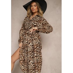 Sukienka Renee midi szmizjerka z kołnierzykiem z paskiem  - zdjęcie produktu