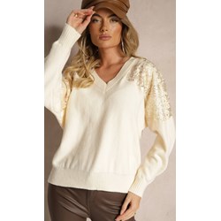Sweter damski Renee klasyczny z dekoltem v  - zdjęcie produktu