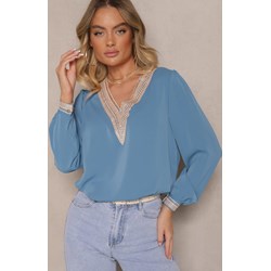 Bluzka damska Renee z długimi rękawami w serek elegancka  - zdjęcie produktu