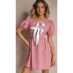 Sukienka Renee rozkloszowana mini elegancka z krótkim rękawem  - zdjęcie produktu