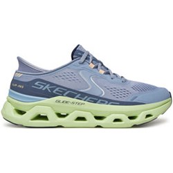 Buty sportowe damskie Skechers sneakersy niebieskie sznurowane na płaskiej podeszwie  - zdjęcie produktu