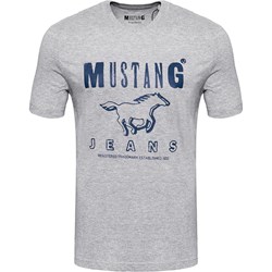 T-shirt męski Mustang z krótkimi rękawami biały z nadrukami  - zdjęcie produktu