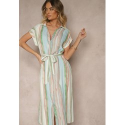 Sukienka niebieska Renee midi z krótkim rękawem  - zdjęcie produktu