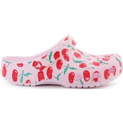 Klapki damskie Crocs bez zapięcia różowe z gumy casual płaskie w nadruki  - zdjęcie produktu