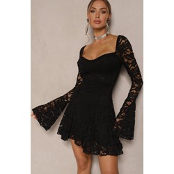 Sukienka Renee rozkloszowana na sylwestra z długimi rękawami elegancka  - zdjęcie produktu