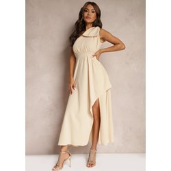 Sukienka Renee na wiosnę beżowa na sylwestra maxi  - zdjęcie produktu