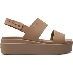 Crocs sandały damskie na koturnie brązowe z gumy z klamrą na lato  - zdjęcie produktu