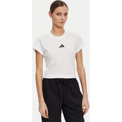 Bluzka damska Adidas biała z napisami z krótkim rękawem  - zdjęcie produktu