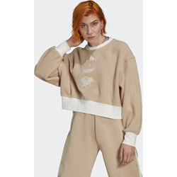 Bluza damska Adidas casual beżowa krótka  - zdjęcie produktu