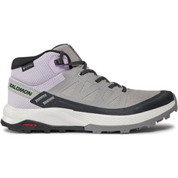 Buty trekkingowe damskie Salomon sznurowane szare na płaskiej podeszwie gore-tex sportowe  - zdjęcie produktu