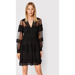 Sukienka czarna Twinset z długimi rękawami mini  - zdjęcie produktu