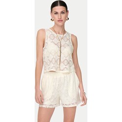 Bluzka damska Jdy bez rękawów biała z koronką z okrągłym dekoltem  - zdjęcie produktu