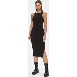 Sukienka Calvin Klein na ramiączkach czarna elegancka z okrągłym dekoltem  - zdjęcie produktu