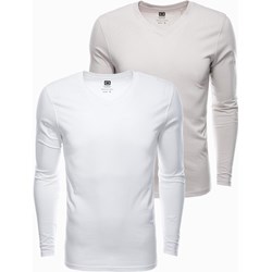 T-shirt męski Ombre biały z długimi rękawami  - zdjęcie produktu