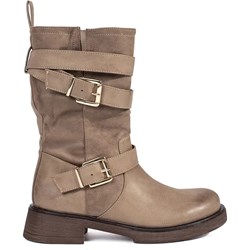 Shelvt botki beżowe z klamrą płaskie casualowe  - zdjęcie produktu