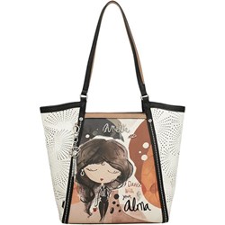 Shopper bag Anekke wielokolorowa z nadrukiem ze skóry ekologicznej  - zdjęcie produktu