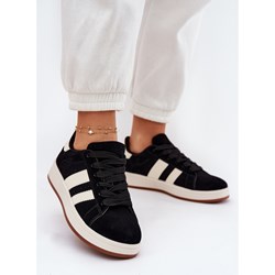 Buty sportowe damskie Evento sneakersy czarne na płaskiej podeszwie  - zdjęcie produktu