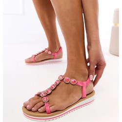 Sandały damskie zamszowe różowe bez zapięcia  - zdjęcie produktu