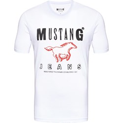 T-shirt męski Mustang z krótkimi rękawami biały z nadrukami  - zdjęcie produktu